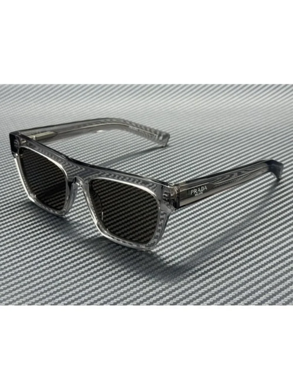 New PRADA Men  Transparent Grey Sunglasses 54-19-140